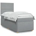 cadre de lit et matelas Gris clair 90x190 cm Tissu