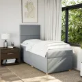cadre de lit et matelas Gris clair 90x190 cm Tissu