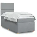 cadre de lit et matelas Gris clair 90x190 cm Tissu