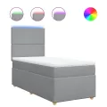 cadre de lit et matelas Gris clair 90x190 cm Tissu