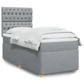 cadre de lit et matelas Gris clair 90x190 cm Tissu