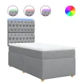 cadre de lit et matelas Gris clair 90x190 cm Tissu