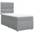 cadre de lit et matelas Gris clair 90x190 cm Tissu