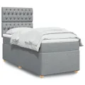 cadre de lit et matelas Gris clair 90x190 cm Tissu