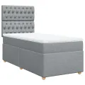 cadre de lit et matelas Gris clair 90x190 cm Tissu