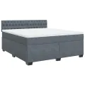cadre de lit et matelas Gris foncé 180x200cm Velours