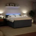 cadre de lit et matelas Gris foncé 180x200cm Velours