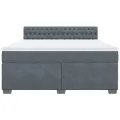 cadre de lit et matelas Gris foncé 180x200cm Velours