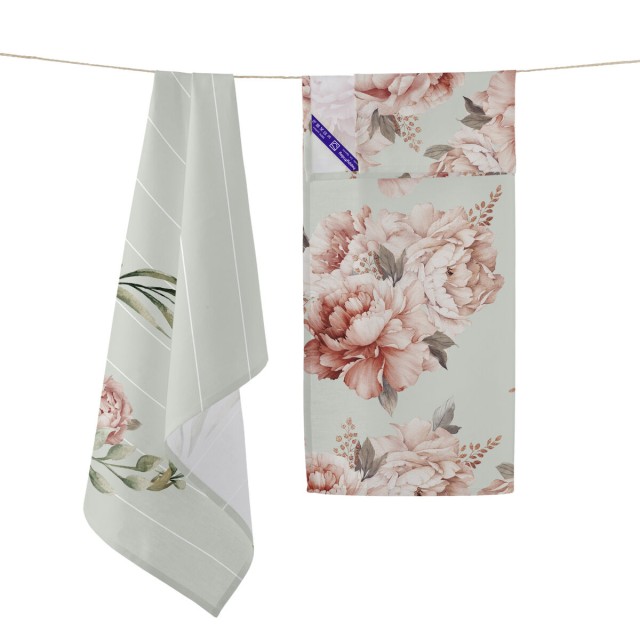 Paño de Cocina HappyFriday Winter Peony Multicolor 70 x 50 cm (2 Unid