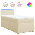 cadre de lit et matelas Crème 90x190 cm Tissu