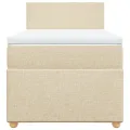 cadre de lit et matelas Crème 90x190 cm Tissu