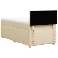cadre de lit et matelas Crème 90x190 cm Tissu