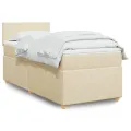 cadre de lit et matelas Crème 90x190 cm Tissu