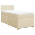 cadre de lit et matelas Crème 90x190 cm Tissu