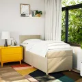 cadre de lit et matelas Crème 90x190 cm Tissu