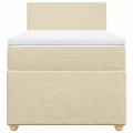 cadre de lit et matelas Crème 90x190 cm Tissu