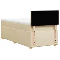 cadre de lit et matelas Crème 90x190 cm Tissu