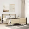 Cadre de lit en métal sans matelas chêne sonoma 150x200 cm