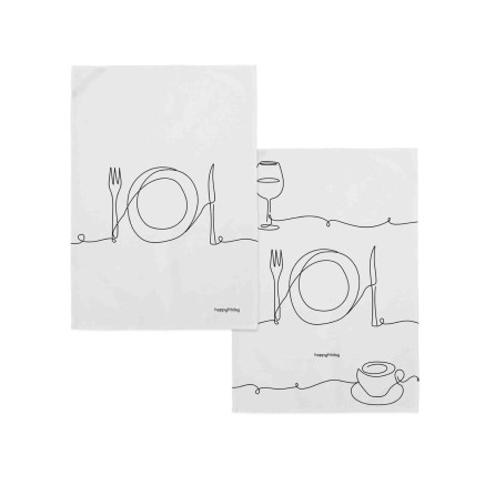 Tissu de cuisine HappyFriday To Eat Multicouleur 70 x 50 cm (2 Unités