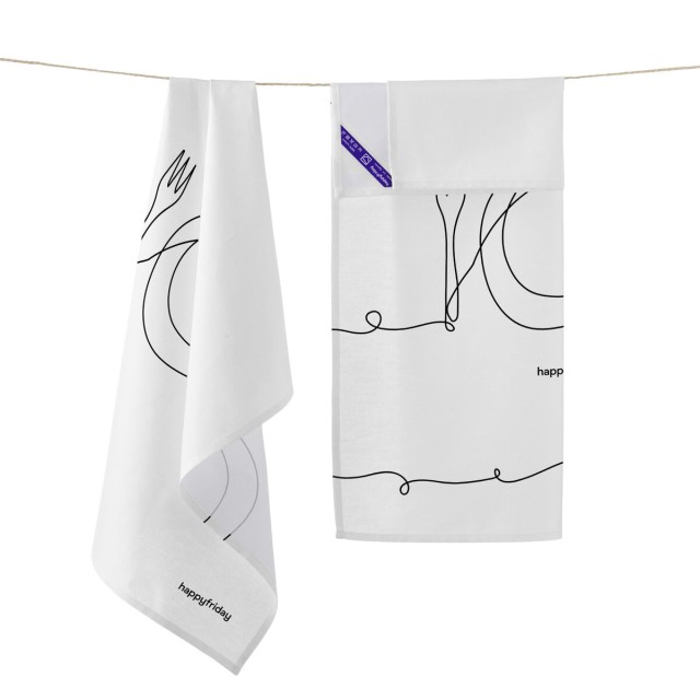 Kitchen Cloth HappyFriday To Eat Multicolour 70 x 50 cm (2 Units)