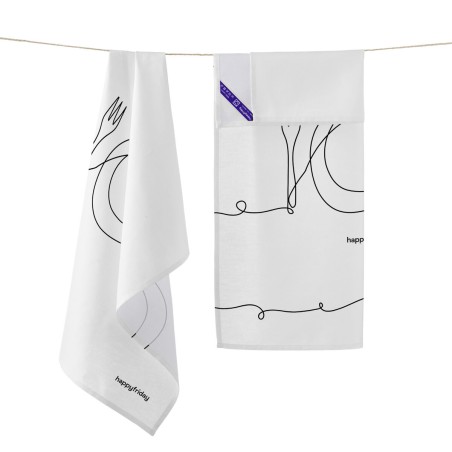 Kitchen Cloth HappyFriday To Eat Multicolour 70 x 50 cm (2 Units)