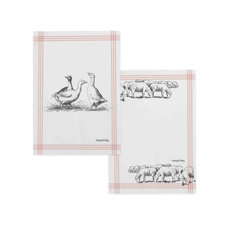 Tissu de cuisine HappyFriday Cua Cua Multicouleur 70 x 50 cm (2 Unité