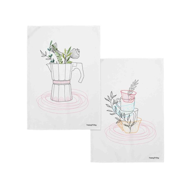 Panno da Cucina HappyFriday Breakfast Multicolore 70 x 50 cm (2 Unità