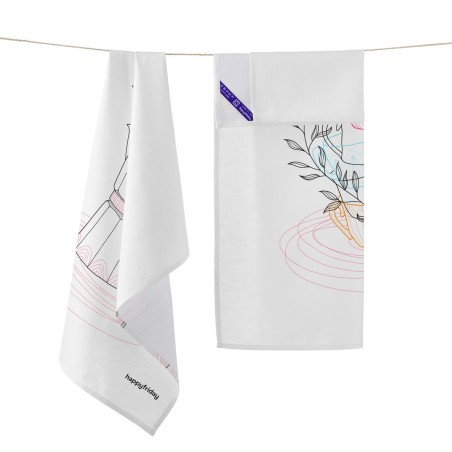 Panno da Cucina HappyFriday Breakfast Multicolore 70 x 50 cm (2 Unità