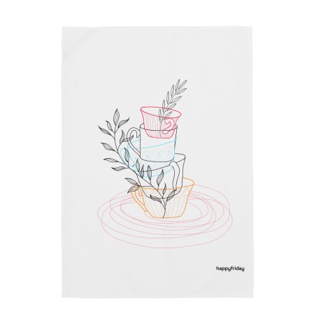 Paño de Cocina HappyFriday Breakfast Multicolor 70 x 50 cm (2 Unidade