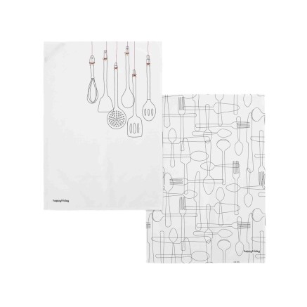 Tissu de cuisine HappyFriday Cutlery Multicouleur 70 x 50 cm (2 Unité