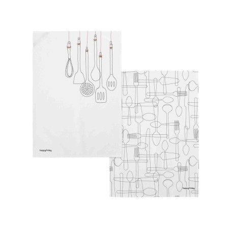 Tissu de cuisine HappyFriday Cutlery Multicouleur 70 x 50 cm (2 Unité