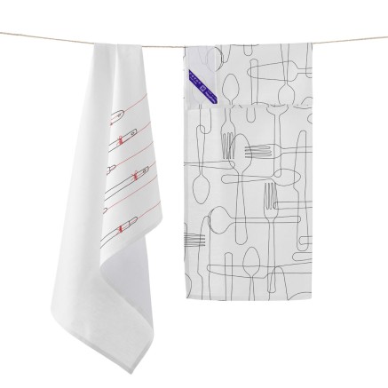 Paño de Cocina HappyFriday Cutlery Multicolor 70 x 50 cm (2 Unidades) 2