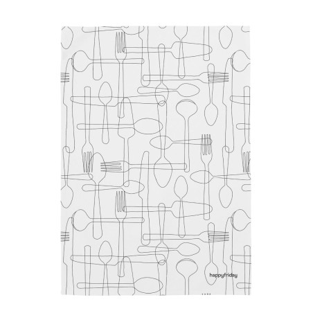 Panno da Cucina HappyFriday Cutlery Multicolore 70 x 50 cm (2 Unità)