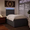 cadre de lit avec matelas gris 120x190 cm similicuir