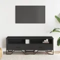 Meuble TV noir 122x34x41 cm bois d'ingénierie