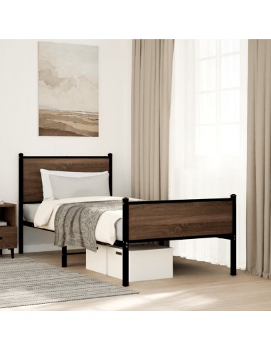 Cadre de lit en métal sans matelas chêne marron 80x200 cm