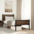 Cadre de lit en métal sans matelas chêne marron 80x200 cm