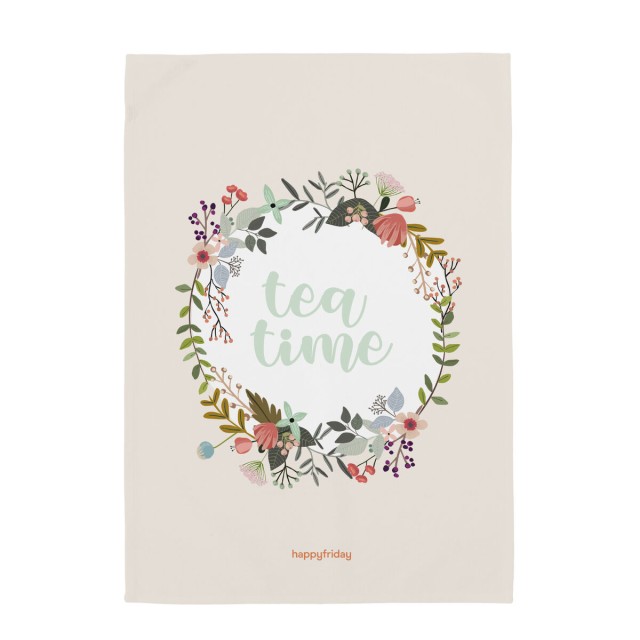 Panno da Cucina HappyFriday Time To Tea Multicolore 70 x 50 cm (2 Unit