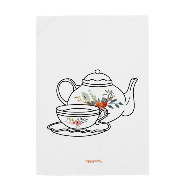 Tissu de cuisine HappyFriday Time To Tea Multicouleur 70 x 50 cm (2 Un