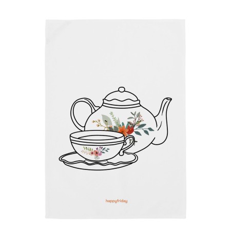 Tissu de cuisine HappyFriday Time To Tea Multicouleur 70 x 50 cm (2 Un