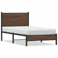 Cadre de lit en métal sans matelas chêne marron 90x190 cm