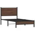 Cadre de lit en métal sans matelas chêne marron 90x190 cm