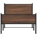 Cadre de lit en métal sans matelas chêne marron 107x203 cm
