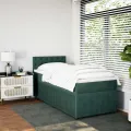 cadre de lit et matelas Vert foncé 80x200 cm Velours