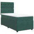 cadre de lit et matelas Vert foncé 80x200 cm Velours