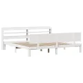 Cadre de lit avec tête de lit sans matelas blanc 200x200 cm
