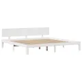 Cadre de lit avec tête de lit sans matelas blanc 200x200 cm
