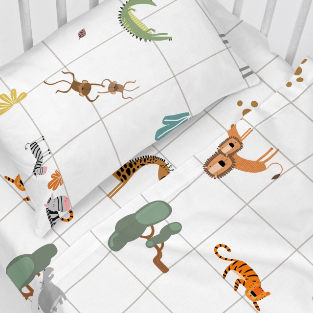 Bettwäsche-Set HappyFriday HF Mini Savanna Bunt Babybettchen 2 Stück