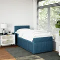 cadre de lit avec matelas bleu 80x200 cm velours