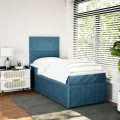 cadre de lit et matelas Bleu foncé 80x200 cm Velours